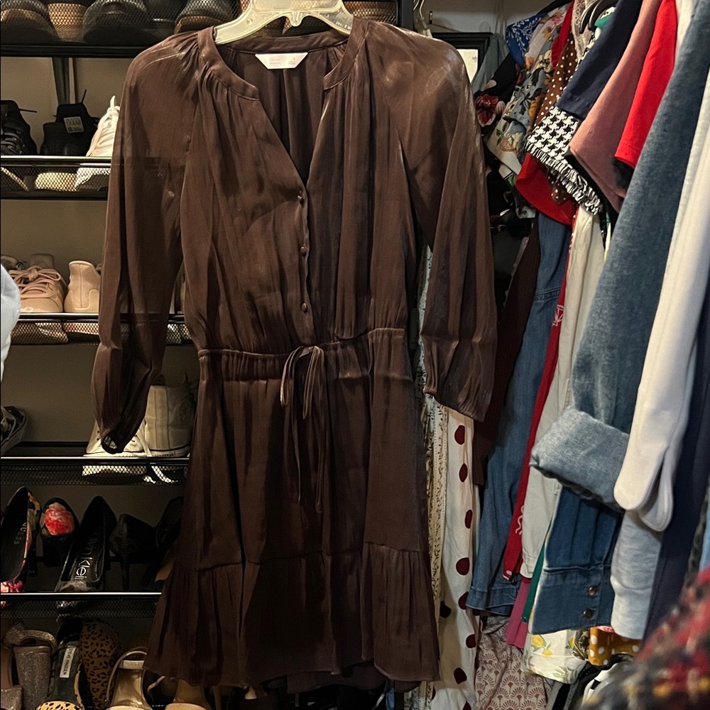 LC Lauren Conrad Brown Long Sleeve Dress
